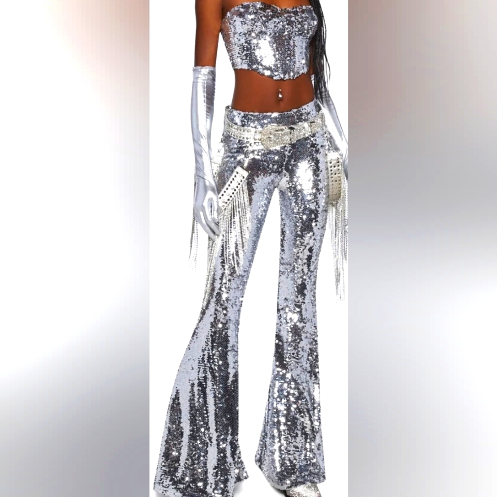 SILVER SEQUIN OUTFIT 2PC